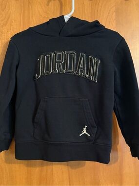 Jordan Black Kids Pullover Hoodie with Embroidered Logo